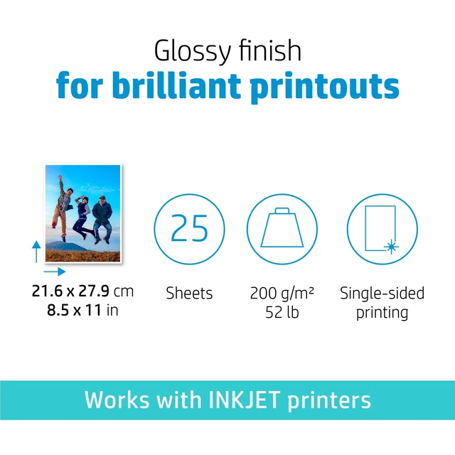 Alt view image 2 of 6 - Everyday Photo Paper, Glossy, 8.5x11 in, 25 sheets (Q5498A)
