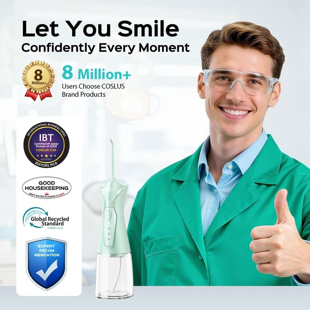 Alt view image 2 of 7 - C30 Water Dental Flosser, Upgraded DIY Mode, Green, 1Pcs | 300ML Larger Tank, 4 Modes Portable Teeth Pick for Family Gentle & Precision Oral Care, Cordless Portable for Home Travel Use