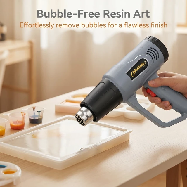 Alt view image 3 of 7 - Heat Gun572& 1112 Dual Temperature Control Heat gun', Overload Protection with 4 Nozzles for Crafting, hot air gunShrink Wrapping, Phone Repair, Epoxy Resin