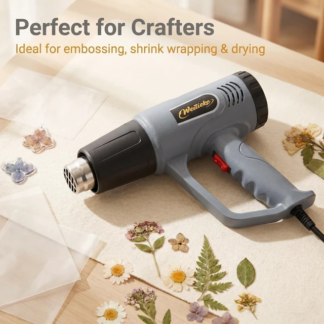 Alt view image 6 of 7 - Heat Gun572& 1112 Dual Temperature Control Heat gun', Overload Protection with 4 Nozzles for Crafting, hot air gunShrink Wrapping, Phone Repair, Epoxy Resin