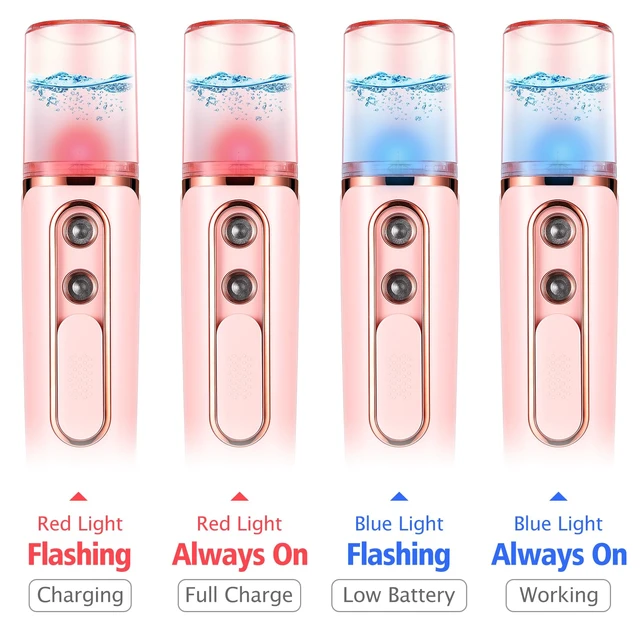 Alt view image 3 of 7 - Nano Mister for Eyelash Extensions, Portable Facial Mist Sprayer with 2 Nozzles, 30ml Water Tank - USB Rechargeable Handheld Face Atomizer for Makeup and Skin Hydration - White