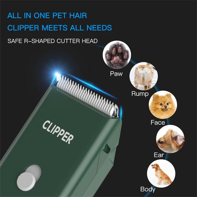 Alt view image 2 of 7 - Professional Household Waterproof Low Noise Pet Hair Clippers Electric USB Rechargeable Painless Grooming Tools Hair Grooming Trimmer for Small Medium Dog Cat AP005 Green