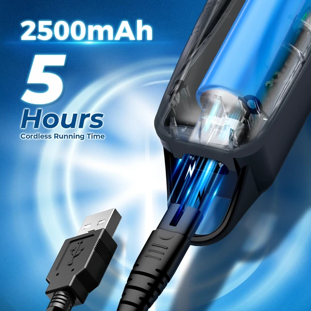 Alt view image 3 of 7 - Low Noise Hair Clippers for Men & Women with 10 Color Guide Combs | Cordless Hair Cutting Kit with Carbon Steel Blade, 10 Guide Combs, LED Display, Scissors and Cape, 5H Runtime, Gifts for Men