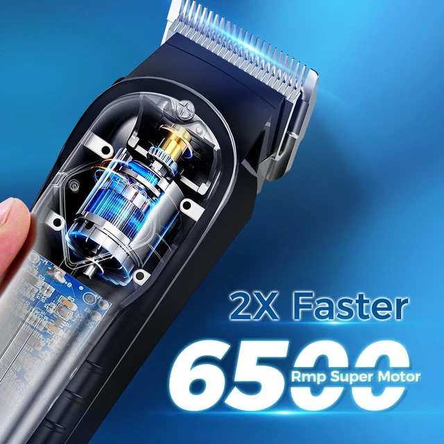 Alt view image 4 of 7 - Low Noise Hair Clippers for Men & Women with 10 Color Guide Combs | Cordless Hair Cutting Kit with Carbon Steel Blade, 10 Guide Combs, LED Display, Scissors and Cape, 5H Runtime, Gifts for Men