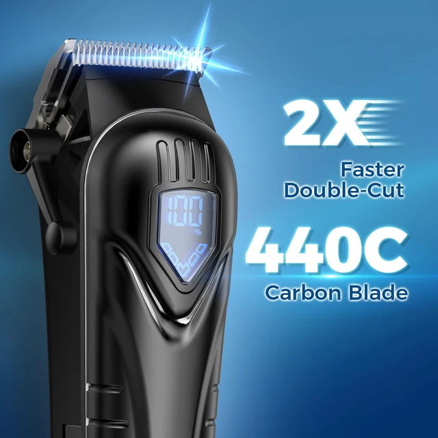 Alt view image 5 of 7 - Low Noise Hair Clippers for Men & Women with 10 Color Guide Combs | Cordless Hair Cutting Kit with Carbon Steel Blade, 10 Guide Combs, LED Display, Scissors and Cape, 5H Runtime, Gifts for Men