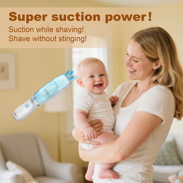 Alt view image 3 of 7 - Vacuum Baby Hair Clippers,Silent Clippers for Kids,Cordless Baby Hair Trimmer,Waterproof Baby Hair Cutting Kit for Fine/Curly Hair,Infant Toddler Hair Clippers Auto Suck Snipped Hair