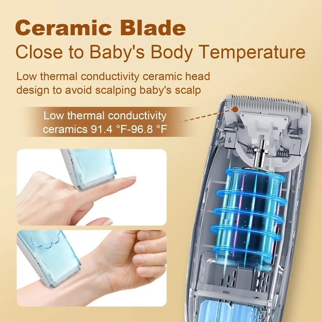 Alt view image 5 of 7 - Vacuum Baby Hair Clippers,Silent Clippers for Kids,Cordless Baby Hair Trimmer,Waterproof Baby Hair Cutting Kit for Fine/Curly Hair,Infant Toddler Hair Clippers Auto Suck Snipped Hair