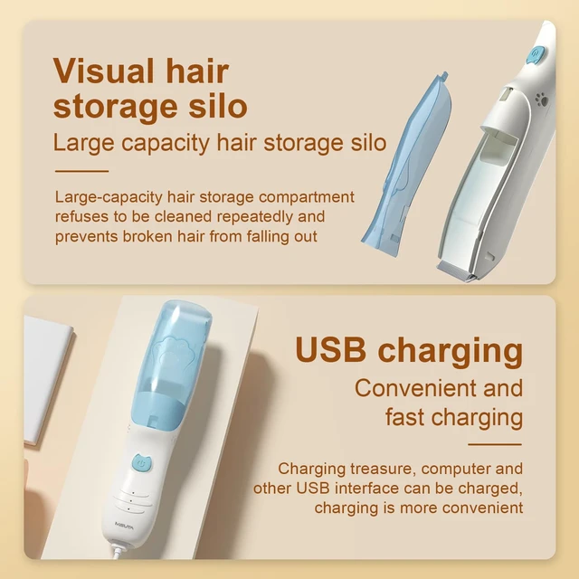 Alt view image 6 of 7 - Vacuum Baby Hair Clippers,Silent Clippers for Kids,Cordless Baby Hair Trimmer,Waterproof Baby Hair Cutting Kit for Fine/Curly Hair,Infant Toddler Hair Clippers Auto Suck Snipped Hair
