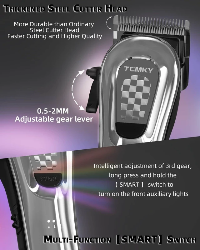 Alt view image 4 of 5 - Hair Clippers for Men Cordless&Corded Barber Clippers for Hair Cutting & Grooming Professional Hair Trimmer for Men Rechargeable Hair Trimmer Kit for Household (Silvery)