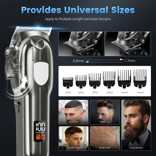 Alt view image 4 of 6 - Electric Hair Clippers Rechargeable, Wireless Electric Hair Trimmer for Hair Cutting with LED Display, Professional Barber Clippers for Baby & Adult (Large)