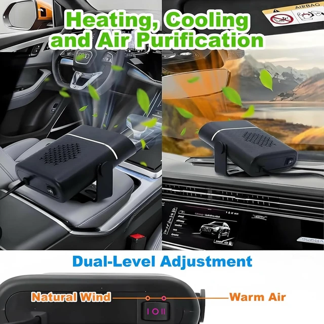 Alt view image 4 of 7 - Car Heater, 12V 150W Portable Car Heater Plug in Cigarette Lighter Fast Heating Defrost Defogger