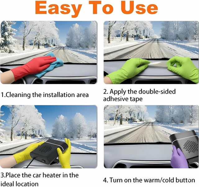 Alt view image 5 of 7 - Car Heater, 12V 150W Portable Car Heater Plug in Cigarette Lighter Fast Heating Defrost Defogger