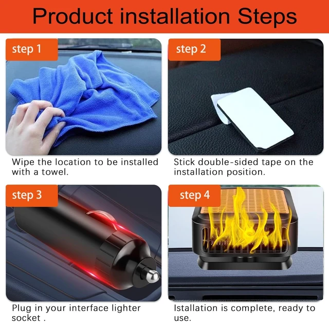 Alt view image 7 of 7 - Car Heater for Vehicle,12V 200W Portable Car Heater that Plugs into Cigarette Lighter,Defroster for Car Windshield,2 in 1 Heating & Cooling Fans,Defrost Defogger,Car Plug in Heaters for Car