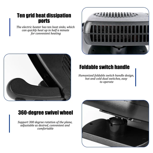 Alt view image 3 of 6 - Car Heaters, 12V Portable Cigarette Lighter Vehicle Electronic Fan Heater, Fast Heating Automotive Windshield Cooling Defrost Defogger Accessories, Universal for Truck RV SUV