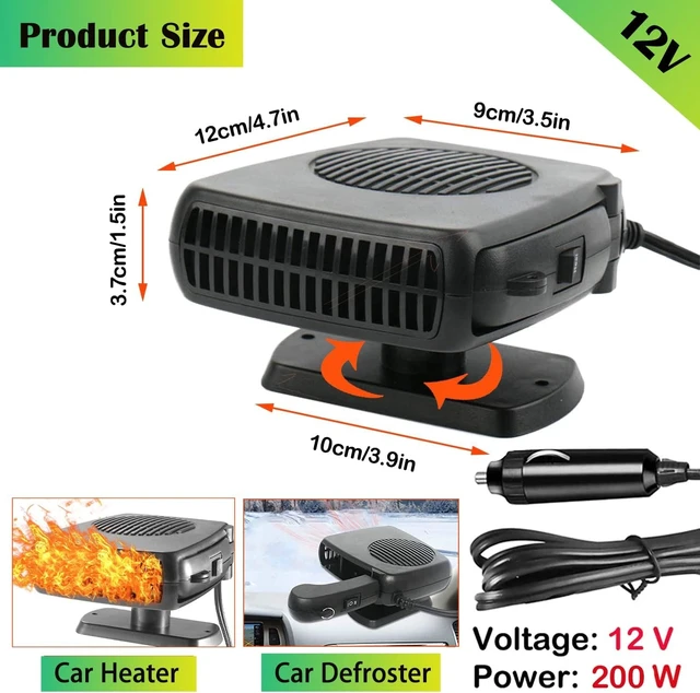 Alt view image 6 of 7 - 12V Car Heater Portable, Portable Heater for Car, 360° Rotatable Car Defroster Windshield Heater 12v Car Heater That Plugs Into Cigarette Lighter(Black)