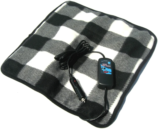 Main image of Trillium Worldwide 12-Volt Heated Mini Travel Pad, Black & White Plaid, (TWI-3201B)