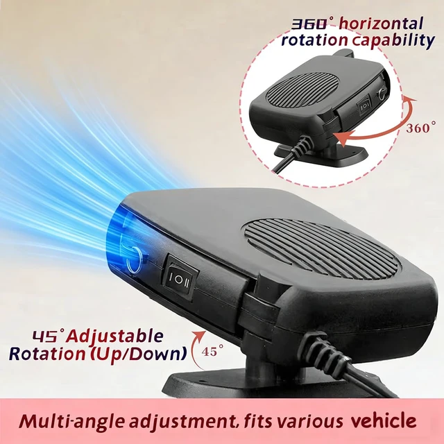 Alt view image 7 of 7 - Car Fan and Heater 2 in 1, 200W 12V Air Conditioners for Car,Portable Fan for Vehicle Rotatable Defroster Demister Cooling Fans for SUV,RV