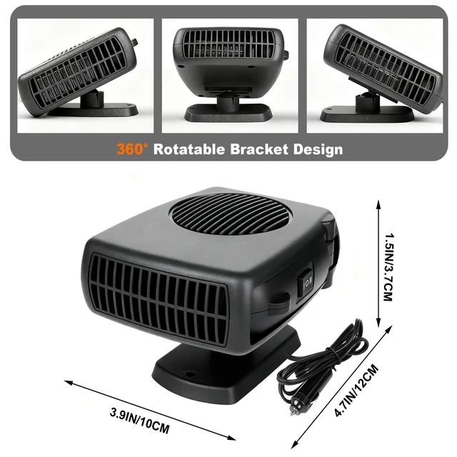 Alt view image 2 of 7 - 12v 200W Car Heater, Portable Car Heater and Defroster,Windshield Defogger, Applicable All 12V Vehicles Car Heater