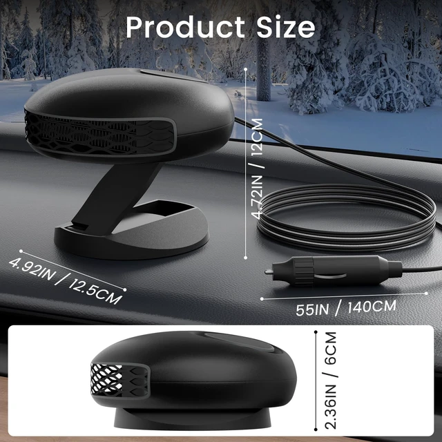 Alt view image 2 of 6 - 12V 150W Car Heater for Car Defroster Windshield Heater | Plug in Car Heater for Fast Heating Defrost Defog, Car Heaters for Vehicle, Plug Into Cigarette Lighter for Cars, SUV & RV