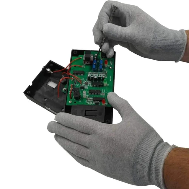 Alt view image 4 of 7 - ESD Anti Static Gloves, Nylon and Conductive Carbon For Use In Electronics, Semiconductor, Factories - Uncoated Medium 1 Pair