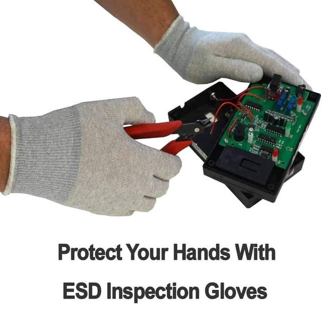 Alt view image 5 of 7 - ESD Anti Static Gloves, Nylon and Conductive Carbon For Use In Electronics, Semiconductor, Factories - Uncoated Medium 1 Pair