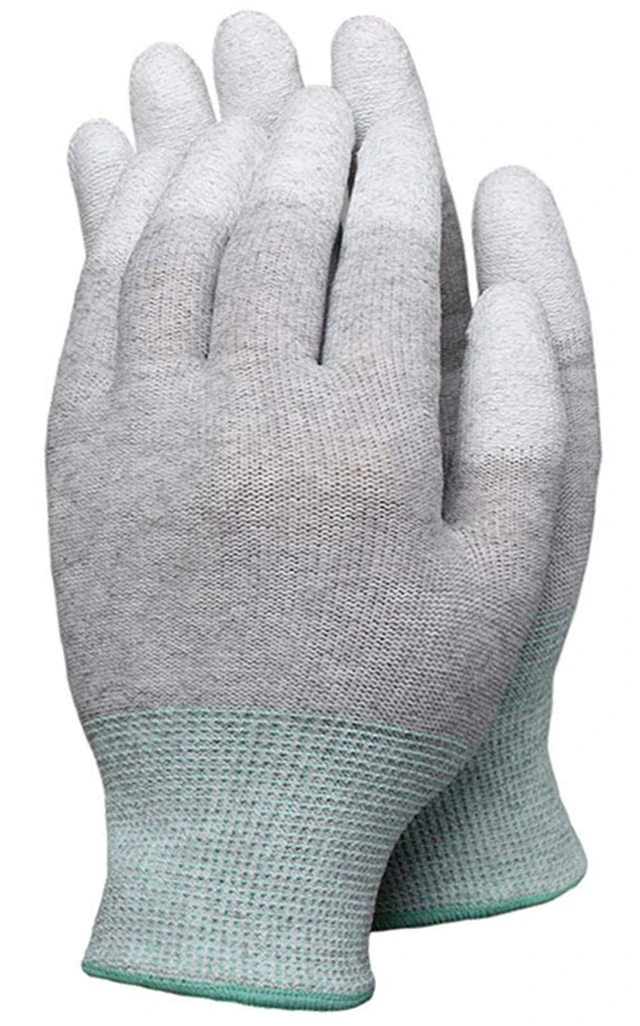 Alt view image 2 of 6 - Anti Static Gloves, Large, Yellow | 10 Pairs, Coated Fingertip, Grey Carbon Fibers, 13G ESD Safety Work