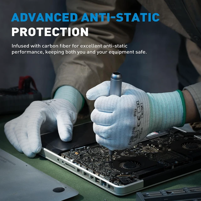 Alt view image 3 of 7 - 12 Pairs Work Gloves with Non-Slip, 13 Gauge Polyester Seamless Gloves with Polyurethane Coated, Garden Gloves for Men and Women, X-Large