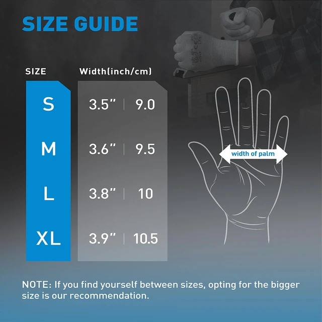 Alt view image 7 of 7 - 12 Pairs Work Gloves with Non-Slip, 13 Gauge Polyester Seamless Gloves with Polyurethane Coated, Garden Gloves for Men and Women, X-Large