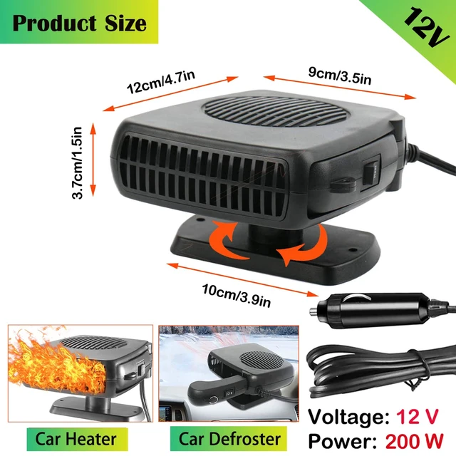 Alt view image 6 of 7 - Car Heater,12V 200W Portable Car Heater for Vehicle | Portable Heater for Car Windshield Defogger and Defroster Plug into Cigarette Lighter for Car RV SUV
