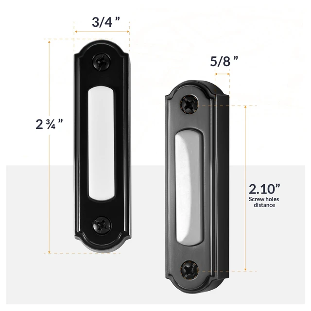 Alt view image 2 of 7 - LED Lighted Metal Door Chime Push Button (Black) | Surface Mount Lighted Door Bell Button | Replacement Wired Doorbell Button for Most Door Bell Chimes