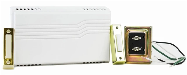 Main image of Electric 2-Tone Door Bell Chime Kit with 16V 10VA Transformer and Lighted Doorbell Push Buttons CKIT1, Doorbell Button, Transformer, and Doorbell Chime Replacement