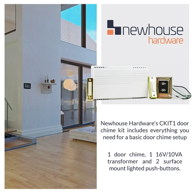 Alt view image 6 of 7 - Electric 2-Tone Door Bell Chime Kit with 16V 10VA Transformer and Lighted Doorbell Push Buttons CKIT1, Doorbell Button, Transformer, and Doorbell Chime Replacement