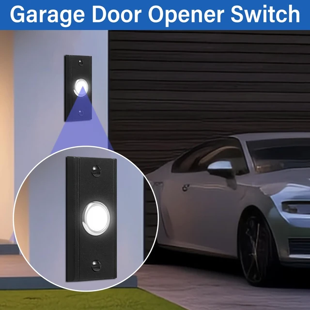 Alt view image 5 of 6 - Heavy Duty Metal Lighted Doorbell Push Button, 2.7inch Black Rectangle LED Door Bell Switch Home Wall Mounted Buttons Wired Opener Universal Hardware Garage Front Doors, White Light