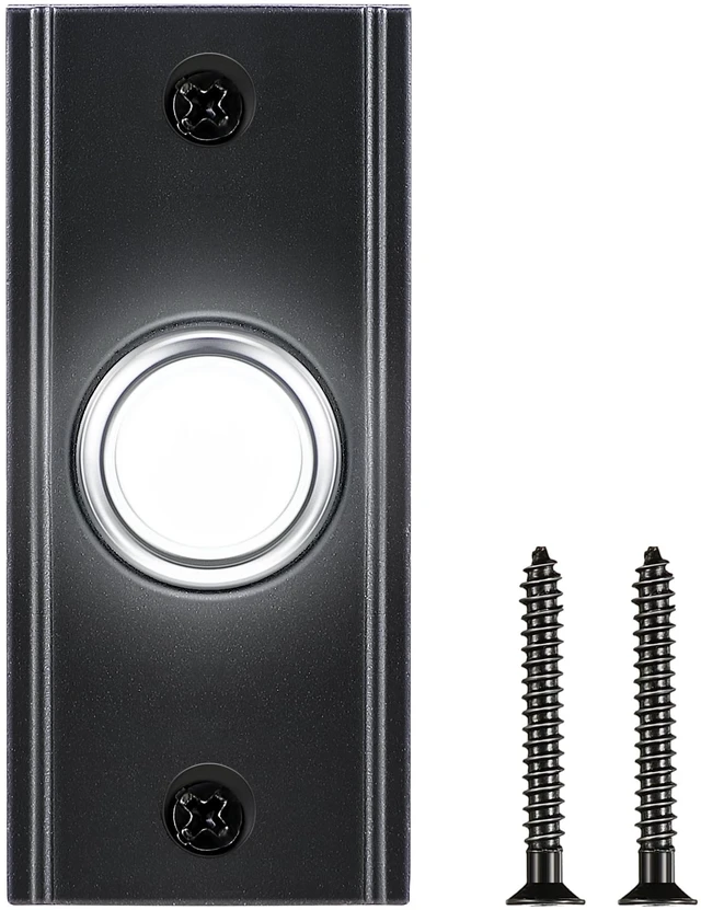 Main image of Lighted Doorbell Button, Metal Wired Wall Mount Doorbell Push Button, BlackDoor Bell Button Replacement for Nighttime Visibility, Weather-resistant, Low-voltage use for Home, Garage Door Opener Switch