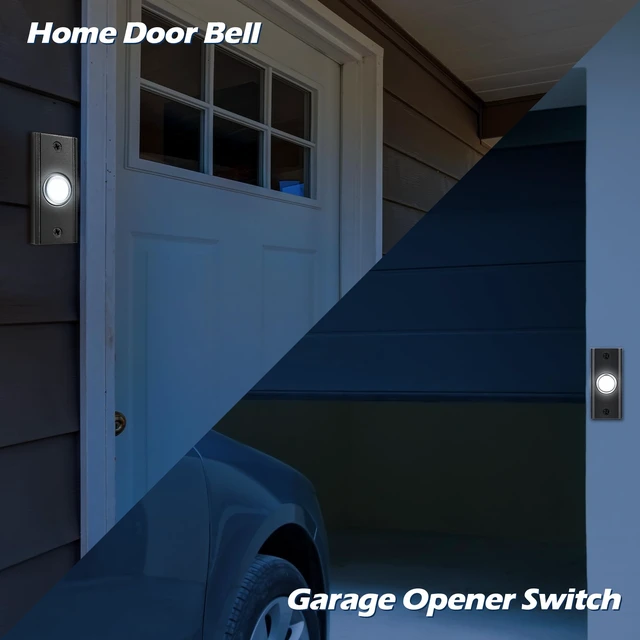 Alt view image 7 of 7 - Lighted Doorbell Button, Metal Wired Wall Mount Doorbell Push Button, BlackDoor Bell Button Replacement for Nighttime Visibility, Weather-resistant, Low-voltage use for Home, Garage Door Opener Switch