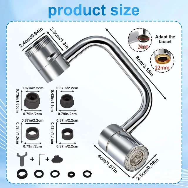Alt view image 6 of 7 - 1440° Rotatable Faucet Aerator Extension, 2026 New 2 Modes Universal Sink Faucet for Splash Reduction, 1080° Rotating Multifunctional Faucet Extender for Bathroom Sink Kitchen