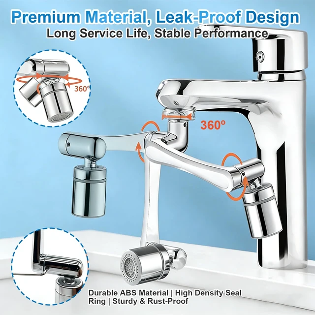 Alt view image 4 of 7 - 1440° Rotatable Faucet Aerator Extension, 2026 New 2 Modes Universal Sink Faucet for Splash Reduction, 1080° Rotating Multifunctional Faucet Extender for Bathroom Sink Kitchen