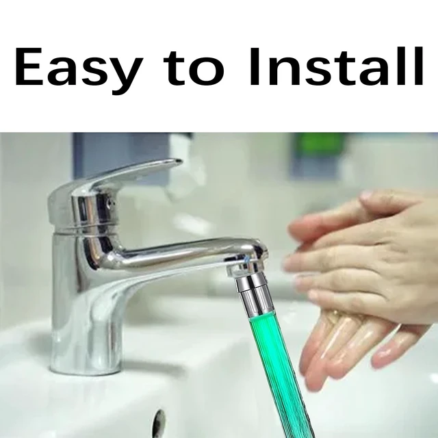 Alt view image 6 of 7 - 3-Color LED Water Faucet - Temperature Sensitive Gradient Light, Color Changing Faucet Tap for Kitchen/Bathroom
