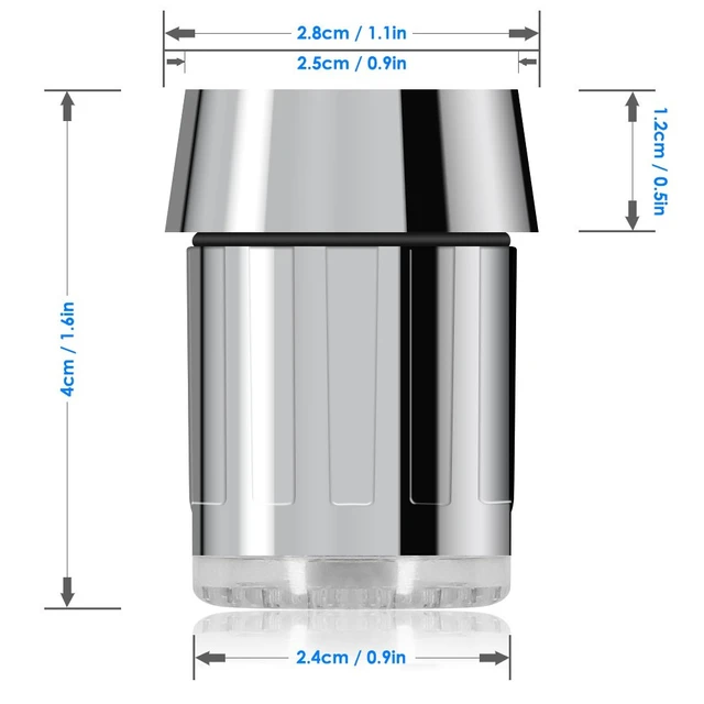 Alt view image 4 of 7 - RC-F03 2-Pack Color Changing LED Faucet Temperature Indicator - 3-Color Water Flow Light Adapter for Kitchen & Bathroom Safety (Fits Most Taps)