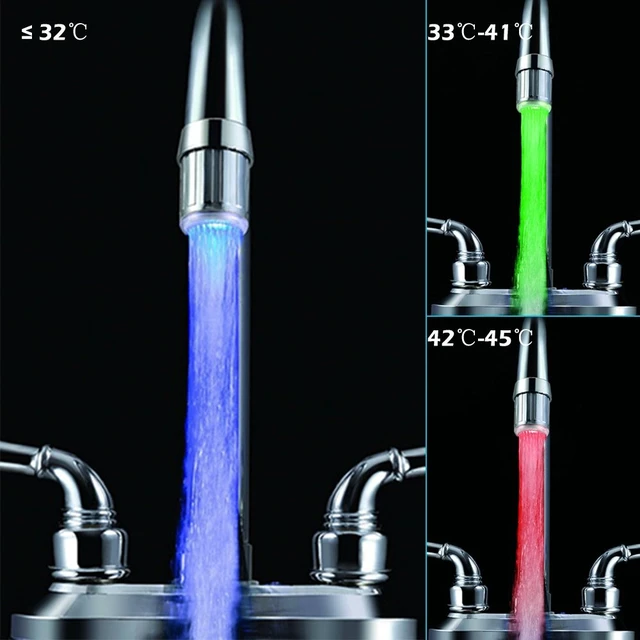 Alt view image 6 of 7 - RC-F03 2-Pack Color Changing LED Faucet Temperature Indicator - 3-Color Water Flow Light Adapter for Kitchen & Bathroom Safety (Fits Most Taps)