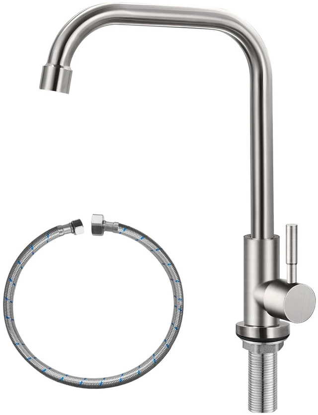 Main image of Cold Only Water Faucet Single Hole Kitchen Sink Faucet SUS304 Stainless Steel Brushed Nickel