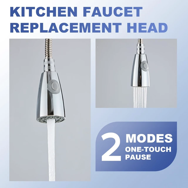 Alt view image 3 of 7 - Pull Down Kitchen Faucet Sprayer Head Replacement, G1/2 (13/16" Male Thread) Pull Out Sink Spray Nozzle, 2-Mode Stream & Spray Tap Hose Spout Only, Chrome Finish