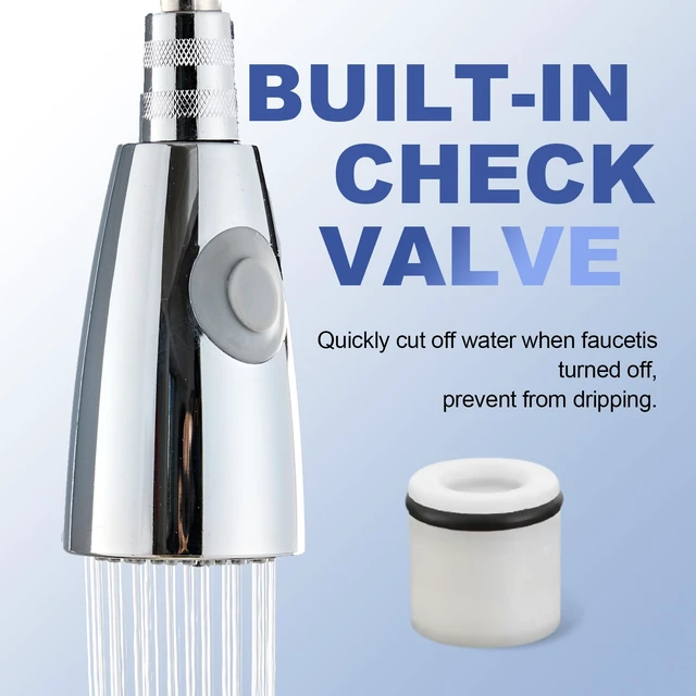 Alt view image 6 of 7 - Pull Down Kitchen Faucet Sprayer Head Replacement, G1/2 (13/16" Male Thread) Pull Out Sink Spray Nozzle, 2-Mode Stream & Spray Tap Hose Spout Only, Chrome Finish