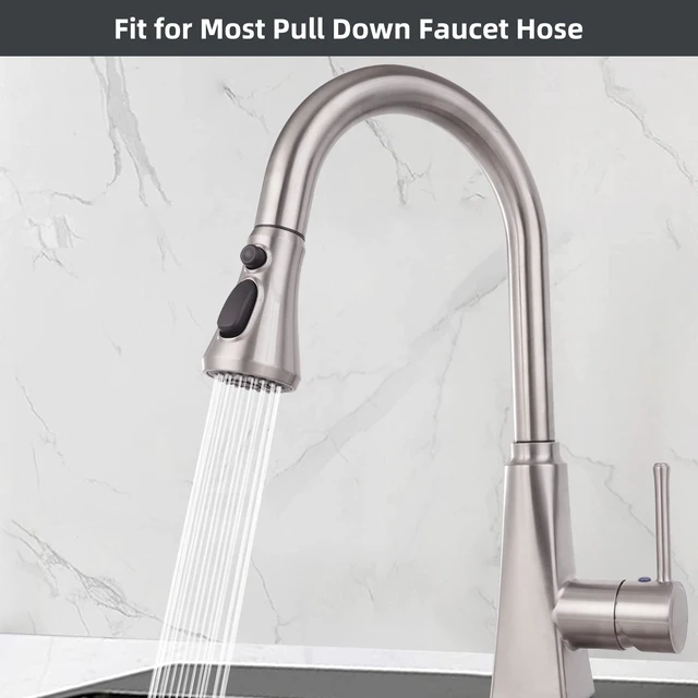 Alt view image 7 of 7 - Pull Down Spray Head for Kitchen Faucet, 3-Function Sink Nozzle | NSF/ANSI/CAN 61/372 &cUPC Certified Faucet Head Replacement, 15 Adapters, Compatible with Moen, Delta, Kohler, Brushed Nickel