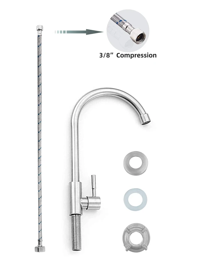 Alt view image 7 of 7 - Cold Water Only Faucet SUS304 Stainless Steel Faucet for Kitchen Sink