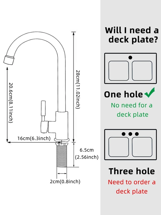 Alt view image 5 of 7 - Cold Water Only Faucet SUS304 Stainless Steel Faucet for Kitchen Sink