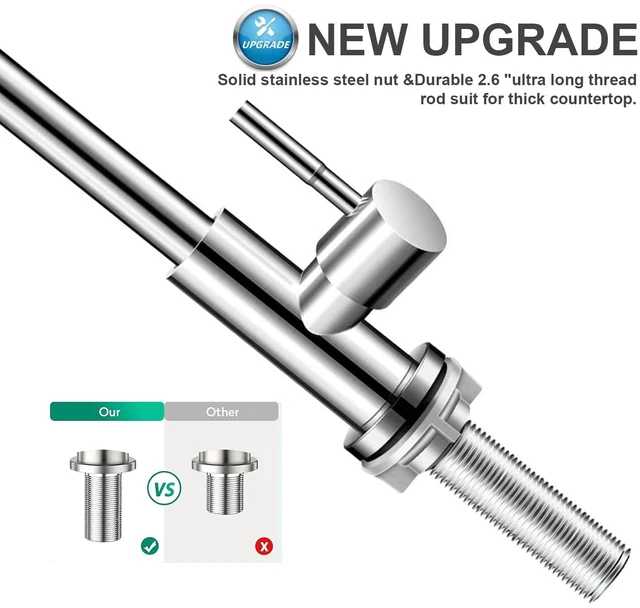 Alt view image 3 of 6 - Brushed Nickel Stainless Steel High Arc Single Handle Single Hole Cold Water Faucet for Kitchen, Garden, Bar, Outdoor, Boat, Camping