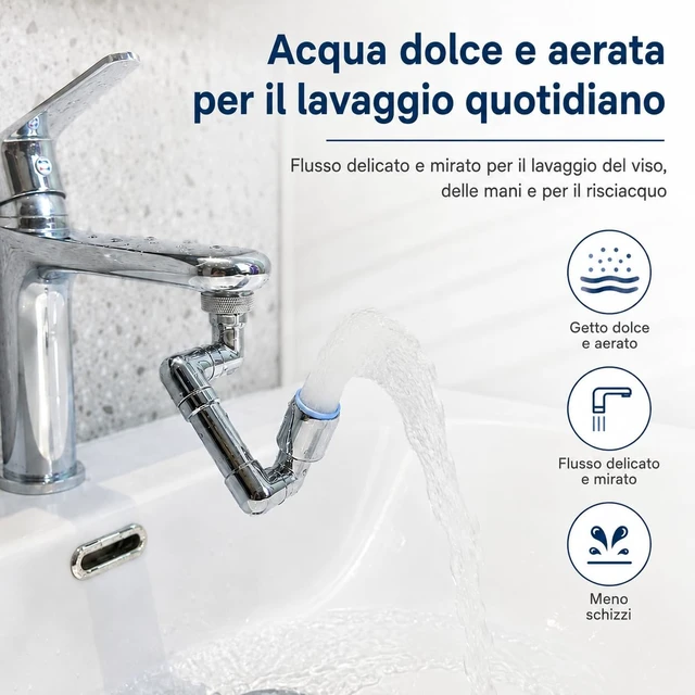 Alt view image 3 of 7 - Premium Solid Brass U-Shaped Faucet Extender for Bathroom Sink and Kitchen,1080° Swivel Sink Faucet Extension with One-Touch Stop Button, 5.5" Long Reach, Fits M22/M24, M18.5/M21.5 Adapters