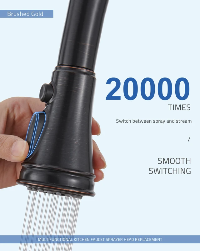 Alt view image 6 of 7 - Kitchen Faucet Replacement Spray Head - with 15 Adapters, Oil Rubbed Bronz Pull Down Kitchen Sink Faucet Sprayer Head, 3-Function Nozzle Stream/Spray/Blade, Easy to Install, Compatible with Moen Delta
