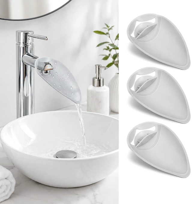 Main image of 4PCS Silicone Sink Faucet Extender for Toddlers Adjustable | Faucet Extension Splash-Proof Sink Extenders for Bathroom or Kitchen, Helps Water Reach Kids for Handwashing